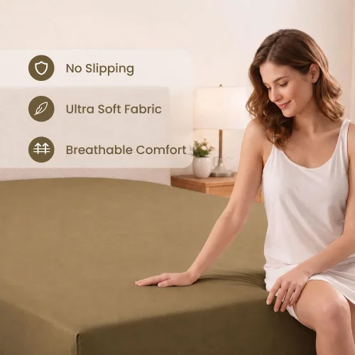 Vista 129 de Sábana bajera ajustable de lujo suave de 600 hilos, 100% algodón egipcio, sábana bajera ajustable individual con elástico alrededor, se adapta a