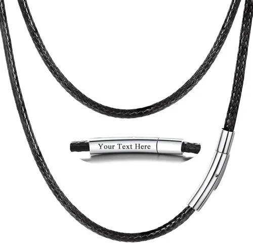 Vista 30 de PROSTEEL Collar de cuero impermeable para hombre, 0.079 in/0.118 in, 16 a 30 pulgadas, con cierre de acero inoxidable, cadena de bricolaje