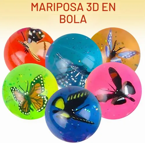 Vista 4 de ArtCreativity Juego de 12 bolas de mariposa de rebote alto, bolas para niños con mariposa 3D en el interior, juguetes al aire libre para fomentar