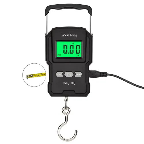 Vista 8 de Báscula Lugagge recargable portátil con gancho electrónico, bolsa colgante digital, báscula de peso para equipaje, báscula de pesca con cinta