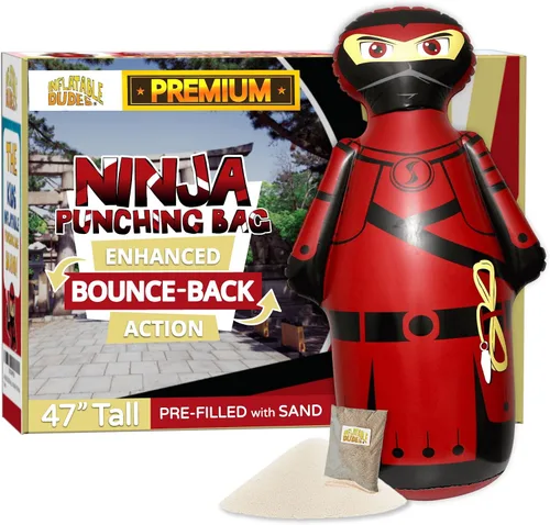 Vista 18 de Kids Punching Bag- Bop Bag Sand-Base Ninja estándar negro/azul precargado con arena