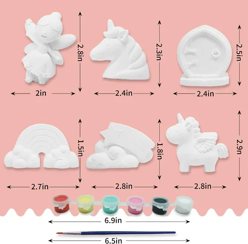 Vista 5 de Funto Pinta tu propio unicornio y animal, juego de 16 figuras de arte y manualidades para niños, cerámica para pintar, proyectos de vapor, actividad