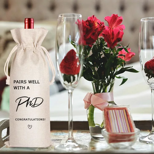 Vista 5 de LANBAIHE Regalo de graduación de doctorado, bolsa de vino de doctorado, combina bien con doctorado, regalo para médicos, regalo de graduación