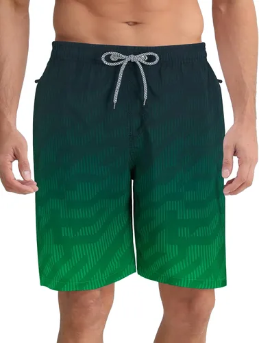Vista 32 de APTRO Traje de baño para hombre, traje de baño de secado rápido de 9 pulgadas, trajes de baño de playa grandes y altos #15 Gris degradado