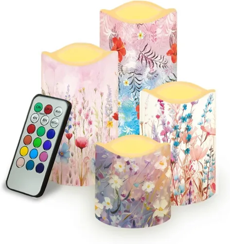 Vista 8 de Ystardream Velas sin llama de hojas tropicales con control remoto que funcionan con pilas, velas LED realistas con control remoto y temporizador