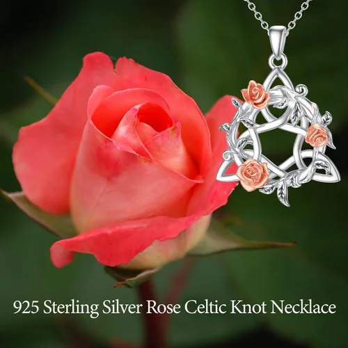 Vista 6 de RMREWY Collar de nudo celta de plata de ley 925 joyería de triquetra irlandesa oxidada con nudo triangular de triquetra para mujeres y niñas No es