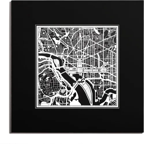 Vista 71 de O3 Design Studio San Diego, CA Paper Cut Map Matted Grey 20x20 in Paper Art