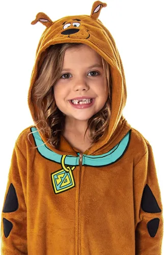 Vista 3 de INTIMO Scooby Doo - Pijama de una pieza con capucha para niños, ropa de dormir para niñas y niños