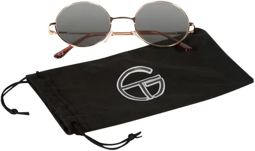 Vista 2 de Gravity Shades Gafas de sol de estilo circular dorado 1811in con montura negra Oro