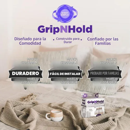 Vista 9 de GripNHold - Sujetadores de sábanas de cama – Sujetador de sábana bajera de alta resistencia con agarre antideslizante de 360 grados, sujetador
