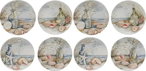 Vista 10 de Certified International Coastal Landscape - Juego de 4 platos para ensalada/postre de 9 pulgadas, diseños surtidos, multicolor, mediano, juego de 4