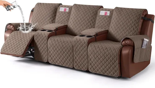 Vista 28 de KinCam Funda 100% Impermeable para Loveseat Reclinable con Consola, Fundas Antideslizantes para Sofá Reclinable de 2 Asientos, Funda para Sofá