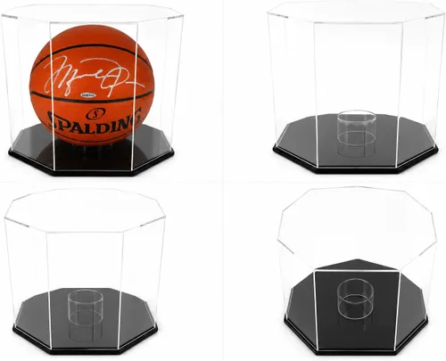 Vista 6 de OnDisplay Deluxe Octagon - Vitrina de baloncesto y balón de fútbol con protección UV, base negra