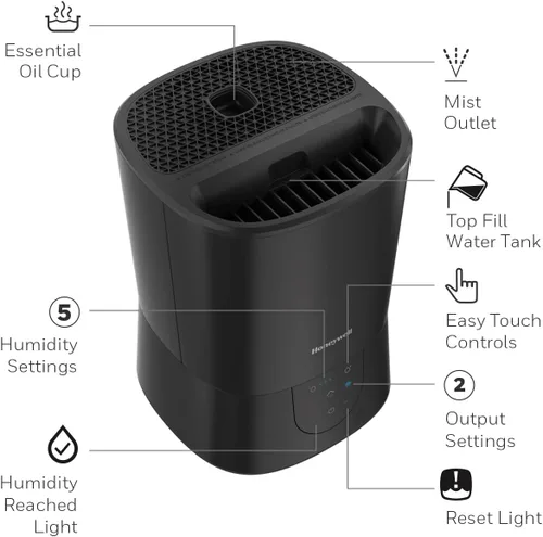 Vista 7 de Honeywell Humidificador de vapor caliente, de fácil mantenimiento, sin filtro, para habitaciones medianas, tanque de 1.5 galones – Humidistat