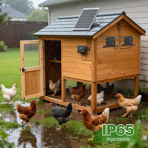 Vista 8 de TARKARI Ventilador de escape de gallinero alimentado por energía solar