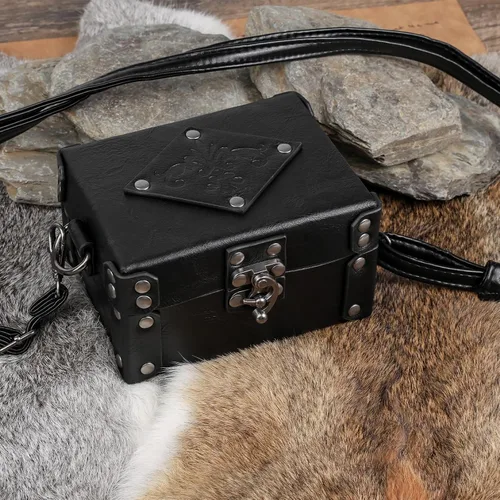 Vista 5 de HiiFeuer Caja medieval de alquimia de piel sintética con 12 viales de poción de corcho, bolsa cruzada portátil de fantasía, soporte para joyas