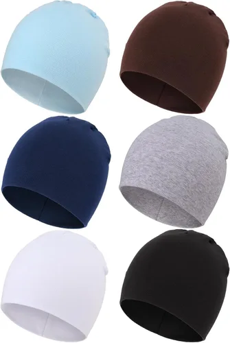 Vista 10 de DRESHOW BQUBO - Paquete de 6 gorros de bebé para niños y niñas, unisex, gorro de punto suave, gorro de guardería para recién nacidos, niños pequeños