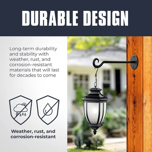 Vista 3 de Monarch Abode Ganchos para plantas – Ganchos de pared para cestas colgantes, 7.5 pulgadas de metal negro valla de pared para plantas de pared