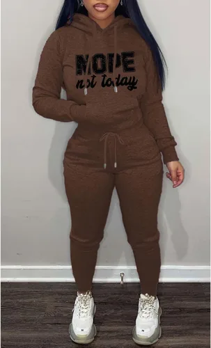 Vista 4 de KANSOON Conjunto deportivo para mujer, 2 piezas, estampado de manga larga, sudadera con capucha y sudadera con capucha