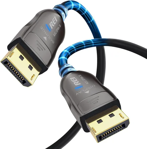 Vista 11 de OREI Cable AOC DisplayPort 2.0 8K de 15 pies - 54 Gbps, 8K a 120 Hz, 4K a
