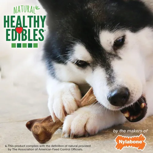 Vista 6 de Huesos comestibles para masticar, para perros de tamaño grande de hasta 50 lb, sabores silvestres, marca Nylabone, Bisonte, Total 1