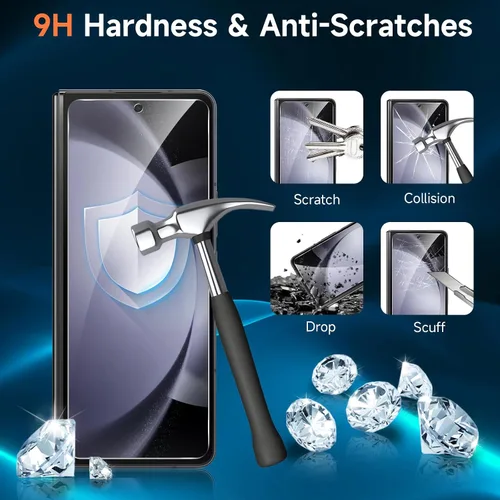 Vista 4 de LYWHL Paquete de 2 protectores de pantalla para Samsung Galaxy Z Fold 6, protector de pantalla frontal de vidrio templado para Galaxy Z Fold 6