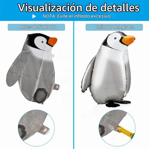 Vista 3 de Zhanmai - 4 globos de pingüino para caminar, suministros de fiesta