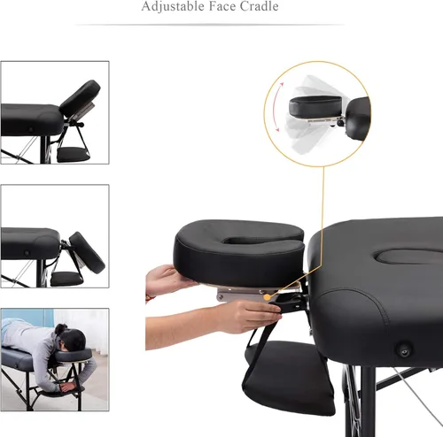 Vista 3 de Artechworks Mesa de masaje plegable portátil ligera de 28 pulgadas de ancho, 3 pulgadas, para salón facial, spa, cama de tatuaje con patas