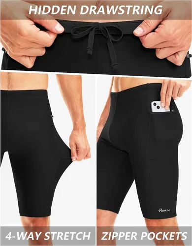 Vista 4 de Pudolla Men's Swim Jammers with Zipper Pockets Durable Athletic Swimsuit Shorts for Men Lap Swimming Training Competition