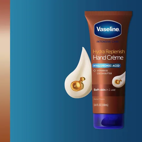 Vista 7 de Vaseline Crema hidratante de manos de cuidado intensivo para manos secas Hydra Replenish Hecho con ácido hialurónico, vitamina B3 y manteca