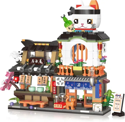 Vista 10 de Street View Cute Cat Shop Mini Bloques de Construcción, Juguetes de Construcción Creativos MOC Set de Construcción de Animales Lindos para Niñas