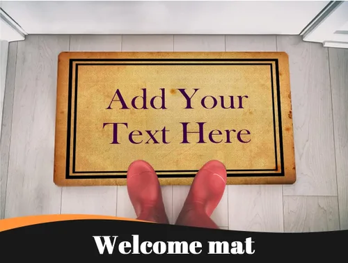 Vista 2 de D-Story Tapete de puerta personalizado – Tapetes de bienvenida personalizados para puerta delantera, texto de familia, divertido tapete