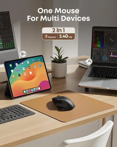 Vista 2 de Ratón ergonómico recargable con Jiggler, Bluetooth+2.4G inalámbrico+conexión con cable (3 en 1), máximo 4800 DPI, llave de fuego rápido, cable