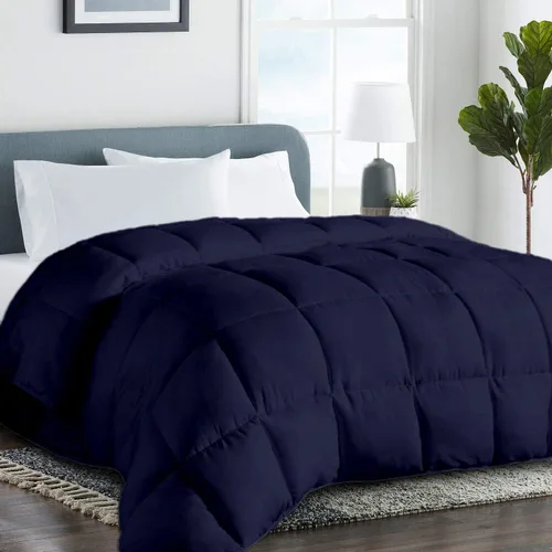 Vista 17 de Edredón de algodón alternativo hipoalergénico para todas las estaciones, ultra suave, relleno 750, tamaño individual XL, mide 68 x 92 pulgadas, Negro