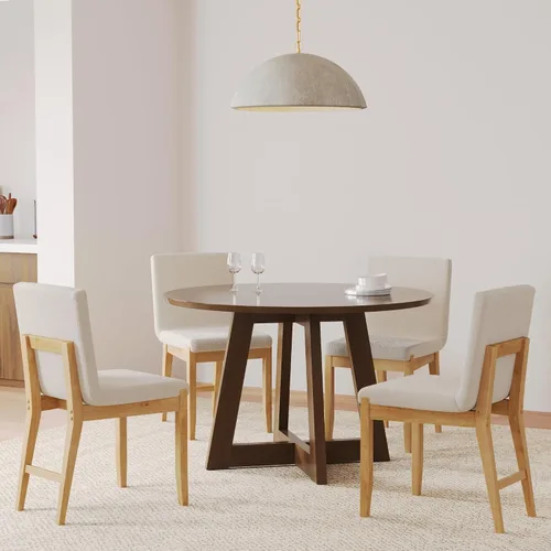 Vista 27 de Nathan James Gracie - Silla de comedor moderna con cojín, silla de comedor tapizada con marco de madera maciza, color marrón claro, juego de 2