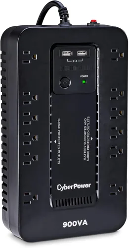 Vista 12 de CyberPower ST425 UPS de reserva con respaldo de batería y protector contra sobretensiones, 425VA/260W, 8 tomas de corriente, compacto, certificado UL
