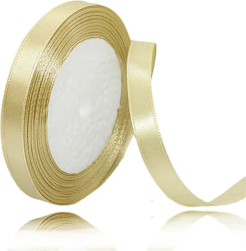 Vista 130 de Cinta beige de 1-1/2 pulgadas x 25 yardas, cinta de satén de tela de color sólido para envolver regalos, manualidades, ramos de novia, coronas
