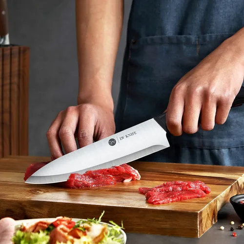 Vista 5 de Cuchillo de chef - Cuchillos de cocina, cuchillo de chef de 8 pulgadas, cuchillo de pelar de 4 pulgadas, acero inoxidable de alto carbono con mango