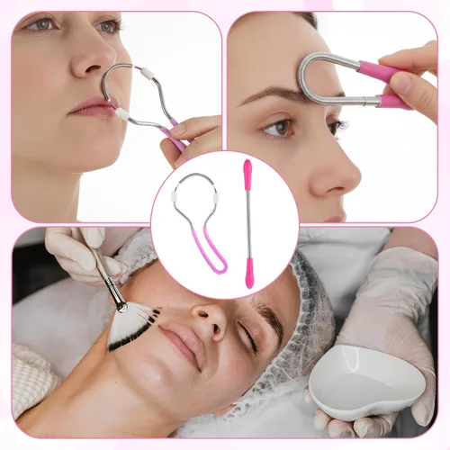 Vista 7 de 4 unidades de removedor de cabello de resorte, herramienta de enhebrado para cara, removedor de vello facial de primavera reutilizable con bucle