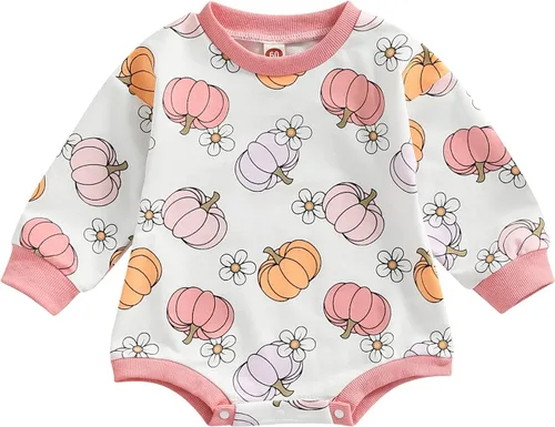 Vista 17 de Sudadera de calabaza para bebé, niña, niño, Halloween, sudadera de gran tamaño, mameluco de burbujas, suéter