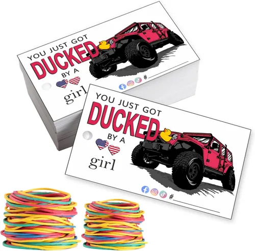 Vista 8 de You've Been Ducked You Just Got Ducked By a Car Girl Tarjeta de juego de pato de pato Etiqueta de tarjeta de pato Paquete de 50