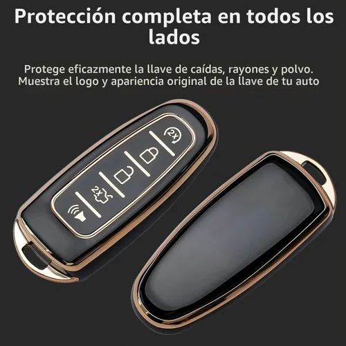 Vista 3 de Funda para llavero Ford para CMAX Escape Focus Edge Expedition Explorer Flex Taurus Smart Key Shell Case (negro)