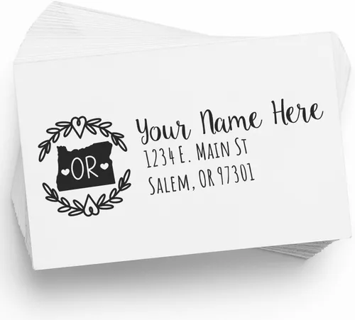 Vista 63 de State of Alabama Wreath Duo Hand Address Stamp - Personalized Rubber Stamp Montaje manual Duo