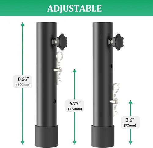 Vista 5 de Paquete de 8 elevadores de mesa plegables para mesas plegables, patas rectas/dobladas, extensiones de patas de mesa plegables duraderas, 2