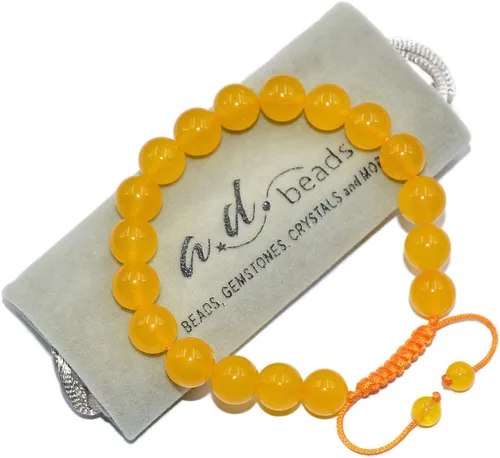 Vista 2 de AD Beads - Pulseras de gemas naturales de 0.39 pulgadas, cristales de sanación, macramé ajustable de 7 a 9 pulgadas