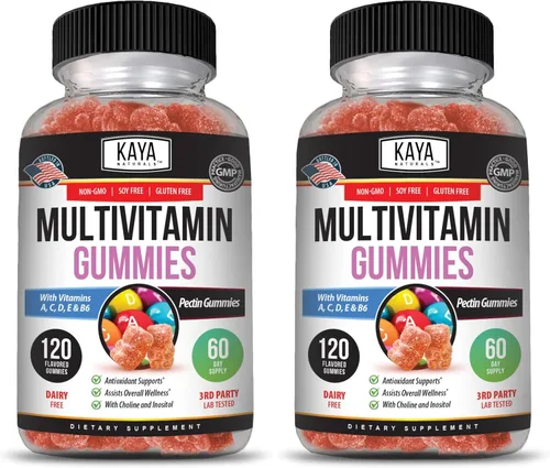 Vista 13 de Kaya Naturals Gomitas multivitamínicas para adultos, biotina, vitamina A, B-12, C y E, incluyendo zinc, ácido fólico, sabor a fresa - Multivitaminas