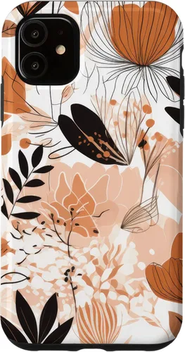 Vista 6 de Funda para iPhone 12 mini con diseño de flores silvestres neutras y estéticas, color crema
