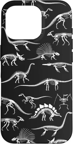 Vista 20 de Funda para iPhone 17 con diseño de huesos de dinosaurio fosilizado con animales prehistóricos