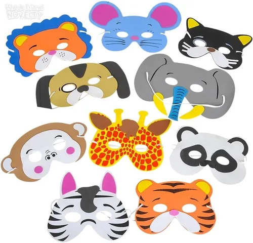 Vista 2 de Rhode Island Novelty - 1 docena de máscaras de animales de espuma de vestir de 7 a 13 pulgadas