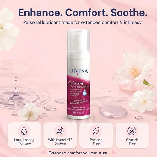 Vista 6 de Luvena - Lubricante personal para mujer, alivio de la sequedad de la menopausia, lubricante íntimo para la sequedad vaginal, a base de agua, sin